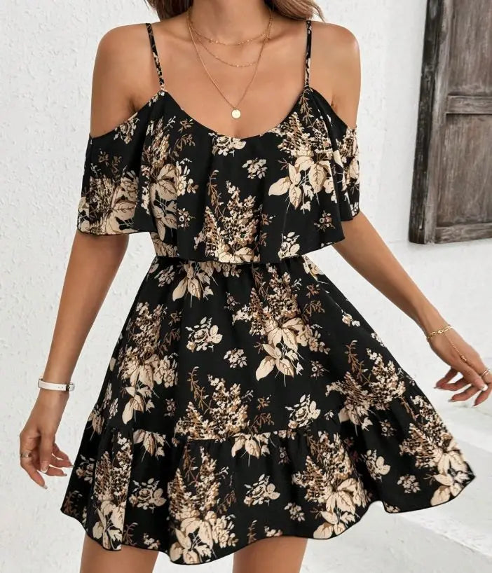 Minivestido Elegante con Estampado y Cuello en V