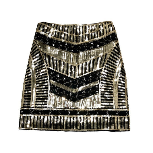Minifalda de Cadera Ligera con Lentejuelas Moda Gráfica Elástica