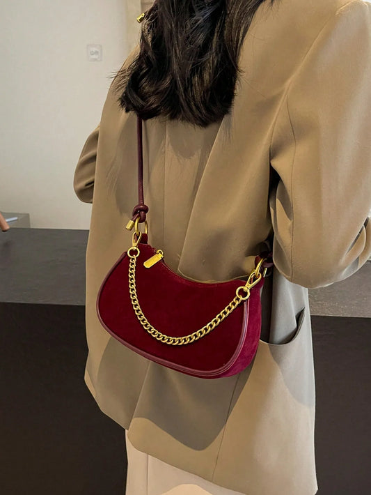 Mini Bolso de Luna con Decoración de Cadena