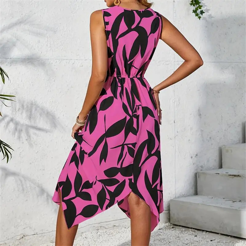 Vestido Midi con estampado de Hojas