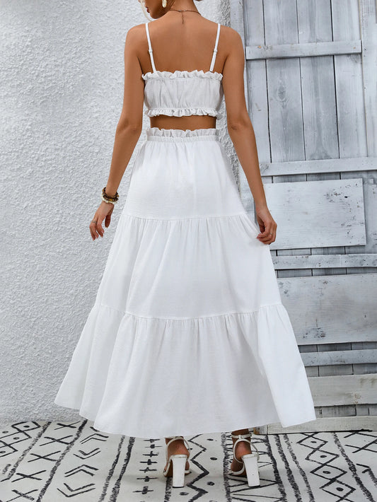 Conjunto de Dos piezas con Espalda Descubierta Top Corto Falda Larga