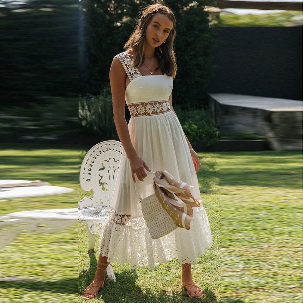 Vestido Midi de Encaje  Color Blanco