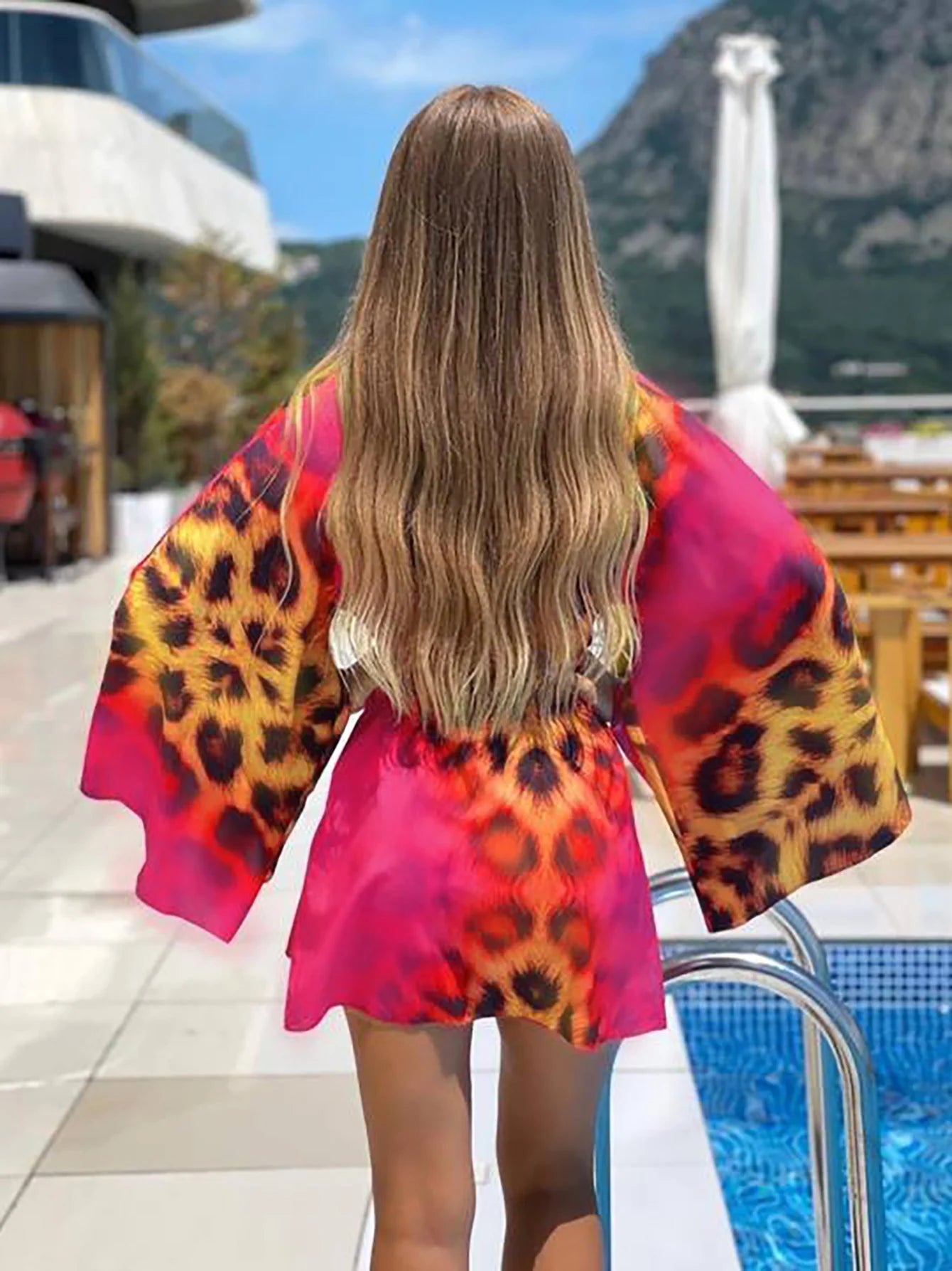 Vestido Playero con Estampado de Leopardo