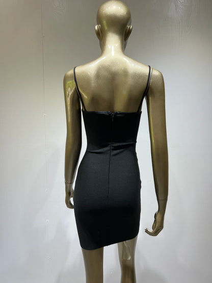 Vestido de Vendaje Negro con Espalda Descubierta