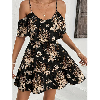 Minivestido Elegante con Estampado y Cuello en V
