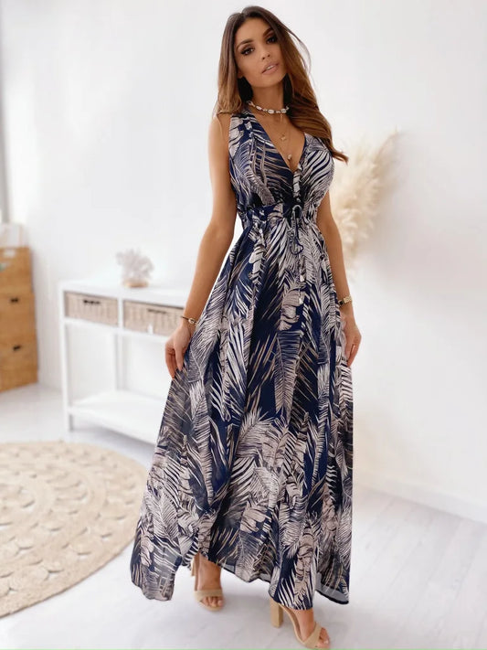 Vestido con Espalda Descubierta Lazo y Cuello de Pico