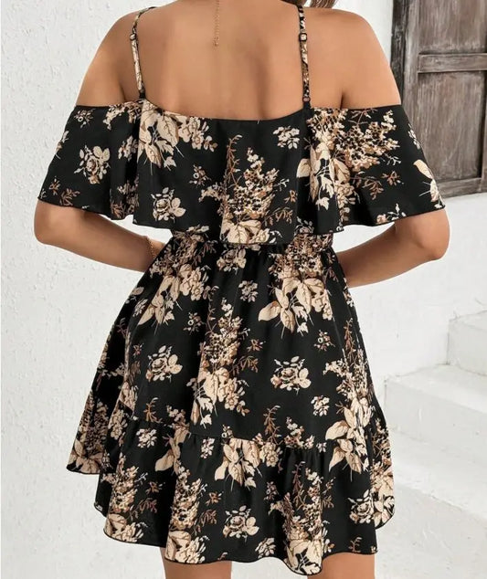 Minivestido Elegante con Estampado y Cuello en V